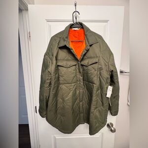 NWT Good American Olive Green Jacket with Orange Lining